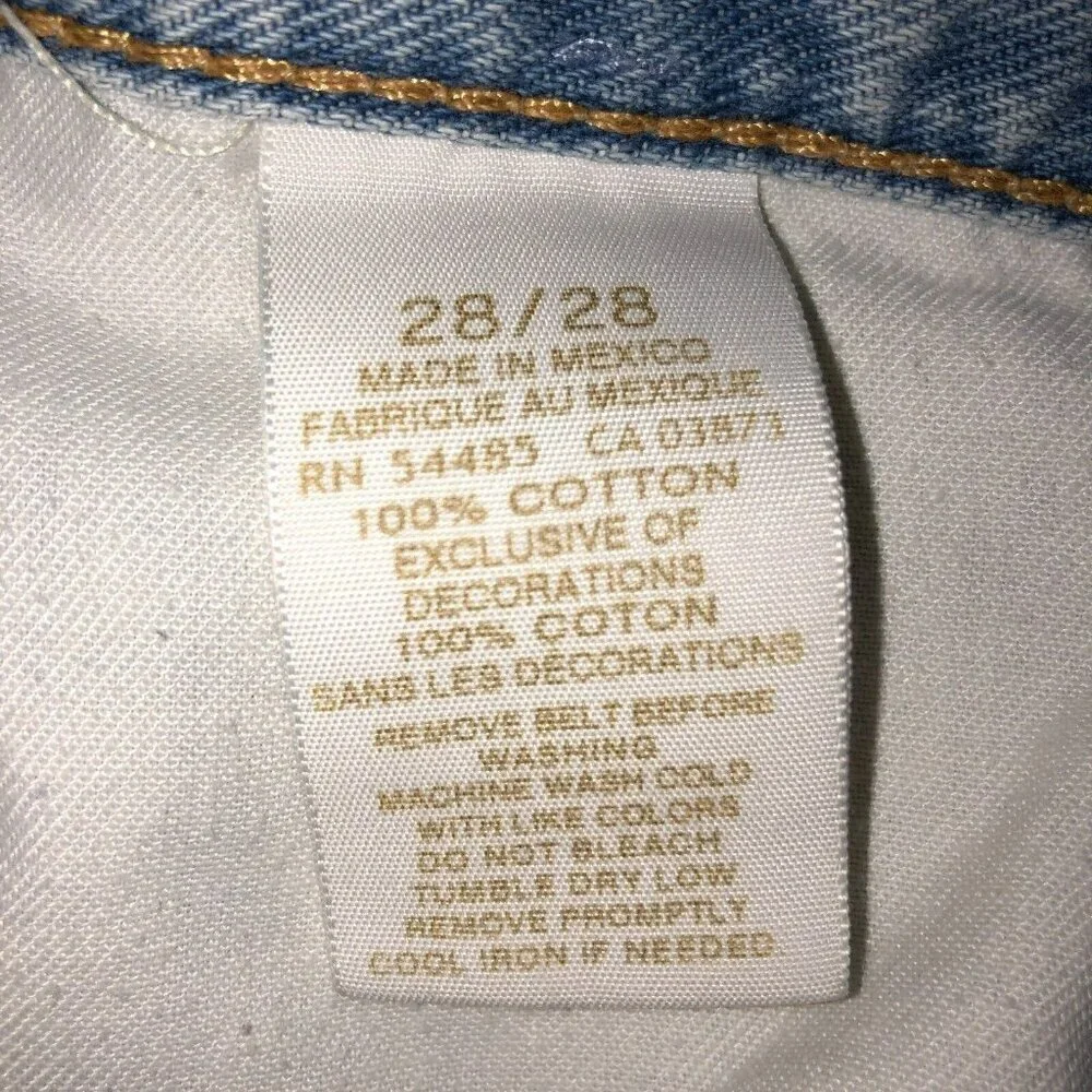 American Eagle Mens Size 28 x 28 Light Wash Blue Distressed Bootcut Denim Jeans